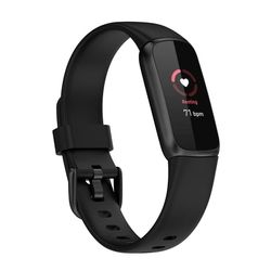 Silicone udskiftningsrem kompatibelt med Fitbit Luxe smartwatch - blød silikonerem med spænde, flere farver, to størrelser Black Large