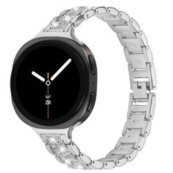Elegant diamant rustfrit stål urrem kompatibel med Samsung Watch 8 (mindre version) Silver