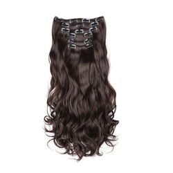 16 Clips Krøllete Hår Extensions 6 stk Mørk Brun