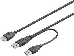 USB power cable Ycable 2xType A male to 1xType A female 0.3m