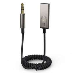 Bluetooth-Aux-kabel för bilen/Aux Bluetooth adapter för bil,Bluetooth 5.0-mottagare för bil med 3,5 mm AUX-uttag och USB Grey