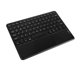 Bluetooth-tangentbord med runda tangenter och pekplatta - Kompatibelt med iPad, surfplattor och smartphones Black