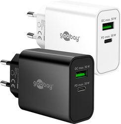 USB-C™ PD GaN dobbelt hurtigoplader (30 W) hvid