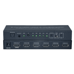 HDMI-bryter 5x, 4K@60Hz med ARC-lydekstrakter HDMI 2.0 HDR og fjernkontroll Black