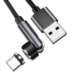 Magnetisk laddningskabel med USB-C-kontakt Black 1 m