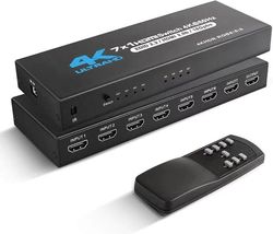HDMI Switch 7x1 med 4K@60Hz och IR-fjärrkontroll, för PS5 PS4 Xbox DVD Player