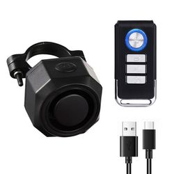 Oppladbar sykkelalarm med fjernkontroll 110dB Black