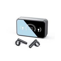 Trådlösa Bluetooth 5.3-hörlurar med svart spegel, NFC, HiFi-ljud och digital display, kompatibla med APPLE, Samsung, Huawei och Garmin