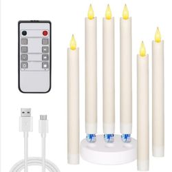 Oppladbare LED-lys HC-022S med fjernkontroll, 6-pakning, varmhvit