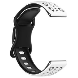 To-farvet silikonerem til Huawei GT4/5, Samsung, Garmin White+Black 20 mm