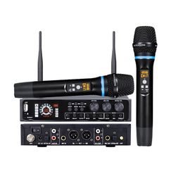 Komplett trådløst mikrofonsystem med Bluetooth for bryllup og karaoke Black