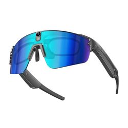 AI-solbriller med 8MP-kamera, gyro bildestabilisering, Wi‑Fi og Bluetooth, svart — kompatibel med Android 6.0+ og iOS 10.0+