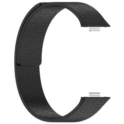 Mykt magnetisk armbånd i litchimønster kompatibelt med Huawei Watch Fit 4, Fit 4 Pro og Fit 3 Black
