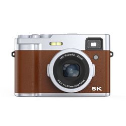 5K digitalkamera med kamera foran og bak, søker, autofokus, anti-risting Brown