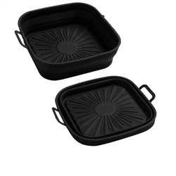 Sammenleggbar firkantet Air Fryer-silikonform 17,5 cm Black