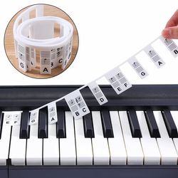 Aftagelige klaver- og keyboardetiketter 61 tangenter MultiColor White