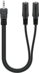 3,5 mm Y-kabeladapter for lyd, 1x hann til 2x hunn stereo