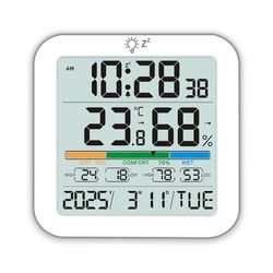 Stor LCD Digital Termometer Fuktighetsmätare Klocka