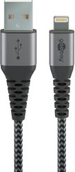 Lightning USB-C™ tekstilkabel med metalstik, 0,5 m