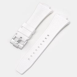 Silikonklokkerem for Tissot PRX-serien White Silver buckle