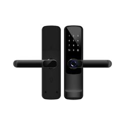 Tuya WiFi Smart Dørlås - Sort Aluminiumlegering Fingeraftryk & App Kontrol, Kompatibel med Smart Home Systemer