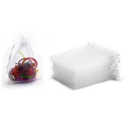 Poser i organsa-stoff, 7x9 cm 50-pakning White