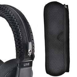 Polyester hovedbåndsdæksel til høretelefoner - komfortpolstring til pendling og rejser, 30x8x0.5cm, sort, kompatibel med Sony WH-1000XM5 og JBL Black
