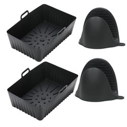 To Air fryer-beholdere med grytevott Black