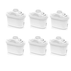 6-pakning vannfilterpatroner kompatibelt med Brita-serien — PP-vatt og aktivert karbon for bedre smak og redusert klor White Brita Fun / Marella / Style / Aluna / Optimax