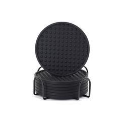 Sett med 6 silikonkaffeunderlegg med holder Black