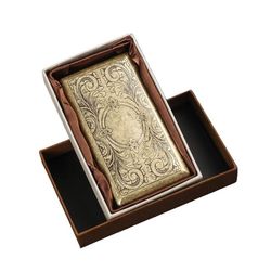 Vintage Brons Floral Präglad Fjäderklämma Cigarettetui - Rymmer 20 Smala eller 12 Vanliga Cigaretter