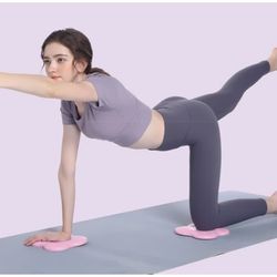 Yoga knepute 2-pakning — ekstra tykk 20mm TPE+PU kneputer for yoga, planke og tøyning, støtabsorberende og konturert støtte Pink