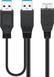 USB 3.0 Dual Power SuperSpeed-kabel, svart