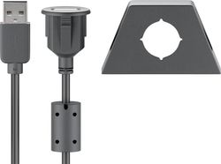 USB 2.0 høyhastighets skjøtekabel med kabelholder, sort