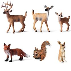 Realistiske skogsdyrfigurer, 6-pakning Forest Animals Set