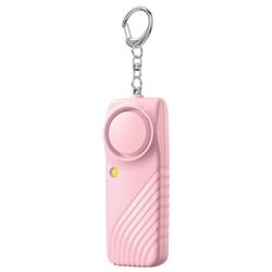 Personlig sikkerhetsalarm med batteri - 130dB høy nødalarm nøkkelring med LED-lys Pink