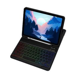 Blått tangentbordsfodral med RGB-bakgrundsbelyst Bluetooth-tangentbord för iPad 12.9 - Högkvalitativ Yizhaowei-lösning Black iPad 10.9/11 inches