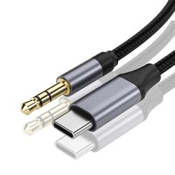 Lydkabel: Type-C til 3,5 mm Aux-ledning til bil og hovedtelefoner 0.5m