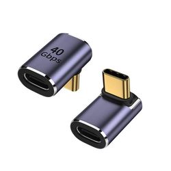 Type-C hunn til Type-C hann adapter opp/ned vinkel - 2 stk - 40Gbps dataoverføring og strømforsyning