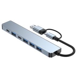 USB-C / USB-hub 7-porter USB3.0 for Windows MacOS Grey