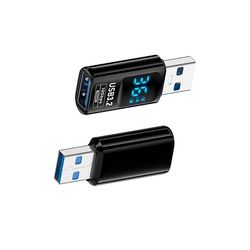 USB-A Hann til USB-A Hunn Adapter med Digital Skjerm - 2 Stk - Sanntids Volt/Ampere/Watt Måling