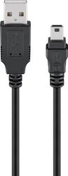 Mini-USB synkroniserings- og ladekabel, svart