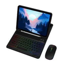 Blått tangentbordsfodral med RGB-tangentbord och mus för iPad 12.9 - Högkvalitativ Yizhaowei-lösning Black iPad 10.2/10.5 Inches