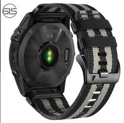 Hurtigutløser nylon klokkereim for Garmin Fenix 5X 6X 7X Tactix 7 Pro Black + light gray 22 mm