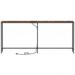 Konsolbord - 200 cm brett - Med laddningsstation - 2 bordsskivor - Brun-svart