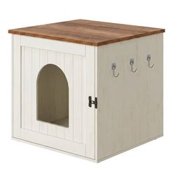 Kattlåda - 55 x 50 x 50 cm - Spånskiva, MDF - Vitbrun - Maximal lastkapacitet 50 kg