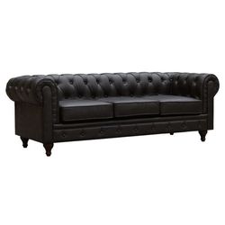 "Aliza" Chesterfield fast soffa - 204 x 80 x 58 cm - 3-sits - Brun
