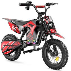 iScooter A14 Rød – Fabriksdirekt børn el-scooter 500W, 27 km/t, 36V 5,2Ah batteri (22 km rækkevidde), 14″ terrændæk, bagskivebremse, dobbeltaffjedring, Bluetooth, LED