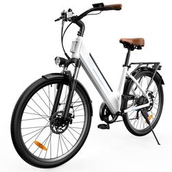 iScooter UcityS Hvid – Fabriksdirekt 36V13Ah 90km rækkevidde 250W motor 25‑35km/t 26″ fedtdæk 7‑trins IP54