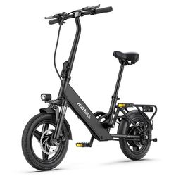HillMiles Mile 1 svart hopfällbar elcykel 250W 25km/h 36V10.4Ah 60km räckvidd 14″ däck